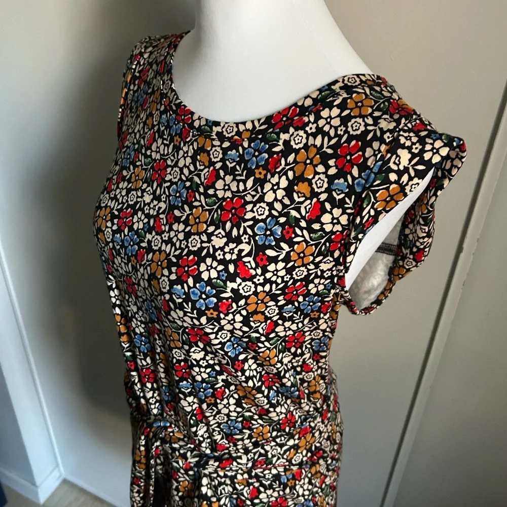 Maeve by Anthropologie Cap Sleeve Floral Print Tie Waist Back Wrap Blouse - Picture 5 of 14